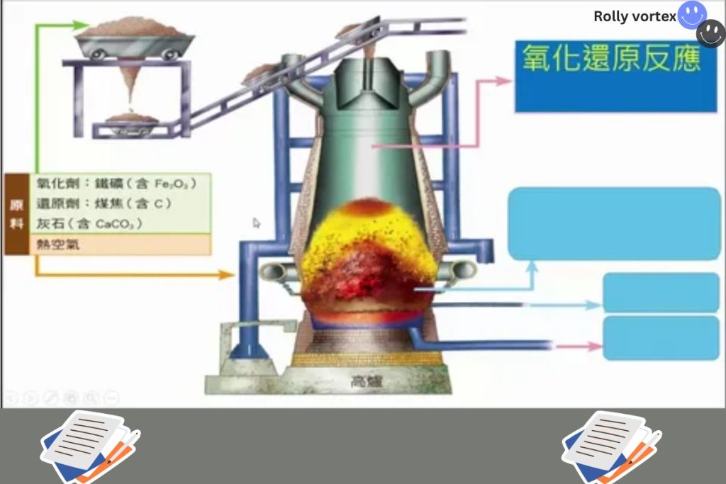 This image shows a diagram of a metallurgical furnace, illustrating the process of copper smelting. It relates to the keyword "闪速炉铜冶炼工艺.